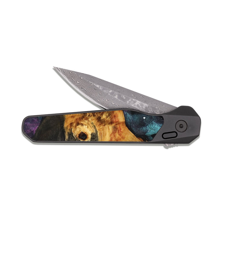 EDC Dark Damascus Wood Pocket Knife - Rogelio (Cosmos, 831880)