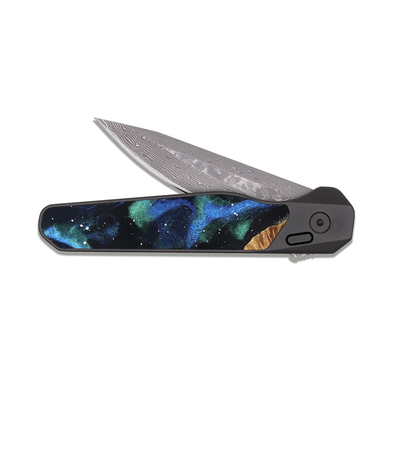 EDC Dark Damascus Wood Pocket Knife - Raiden (Cosmos, 831886)