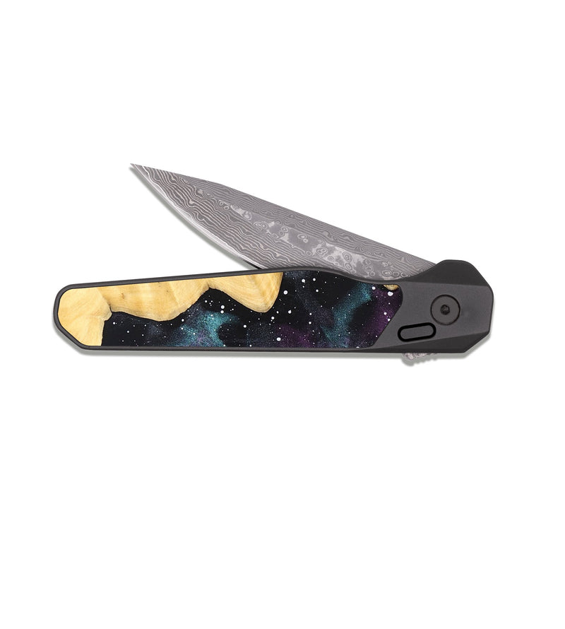 EDC Dark Damascus Wood Pocket Knife - Rome (Cosmos, 831887)