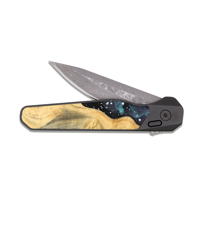 EDC Dark Damascus Wood Pocket Knife - Braylon (Cosmos, 831889)