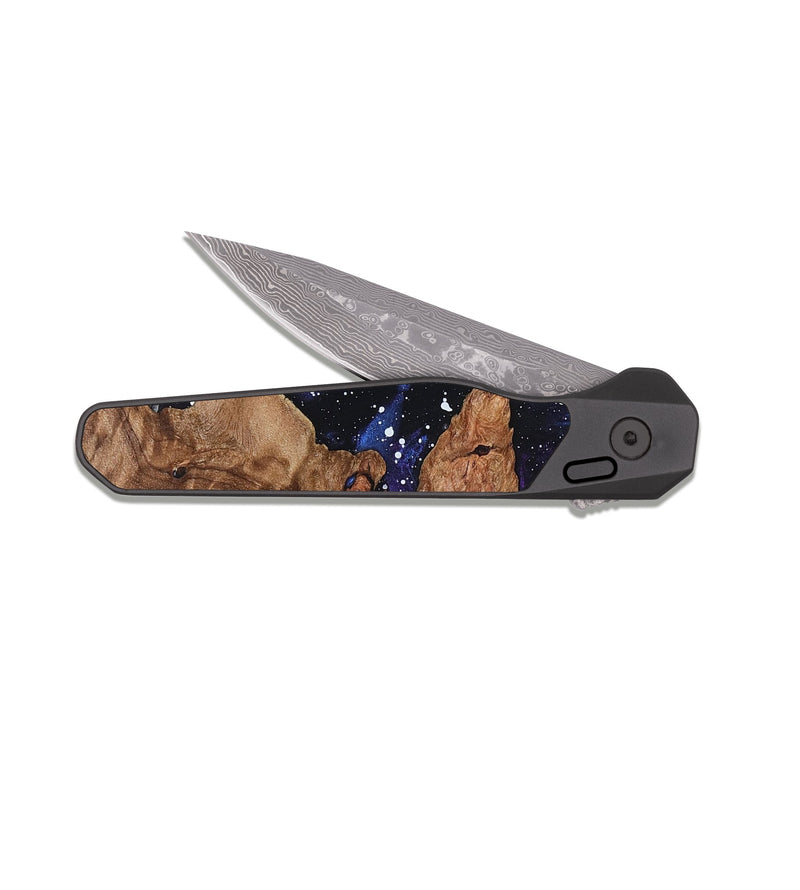 EDC Dark Damascus Wood Pocket Knife - Oswald (Cosmos, 831904)