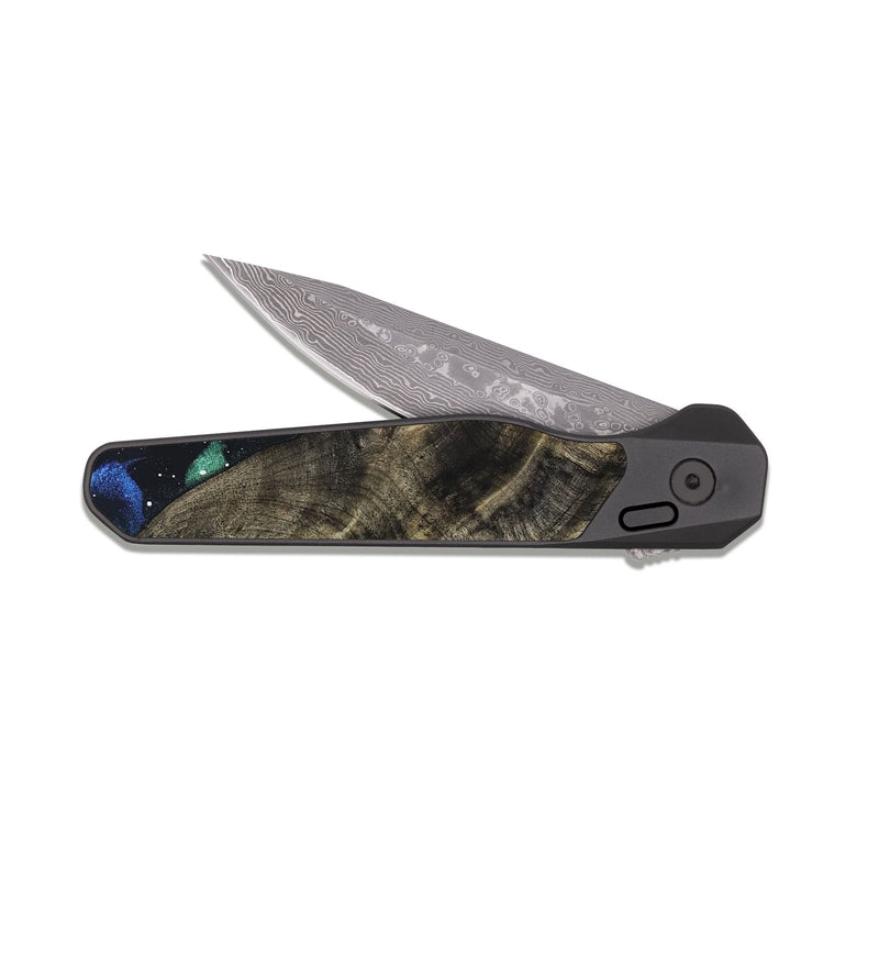 EDC Dark Damascus Wood Pocket Knife - Emryn (Cosmos, 831910)
