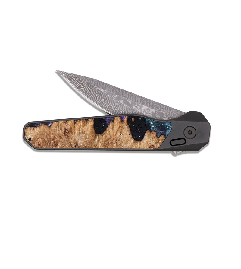 EDC Dark Damascus Wood Pocket Knife - Tad (Cosmos, 831914)