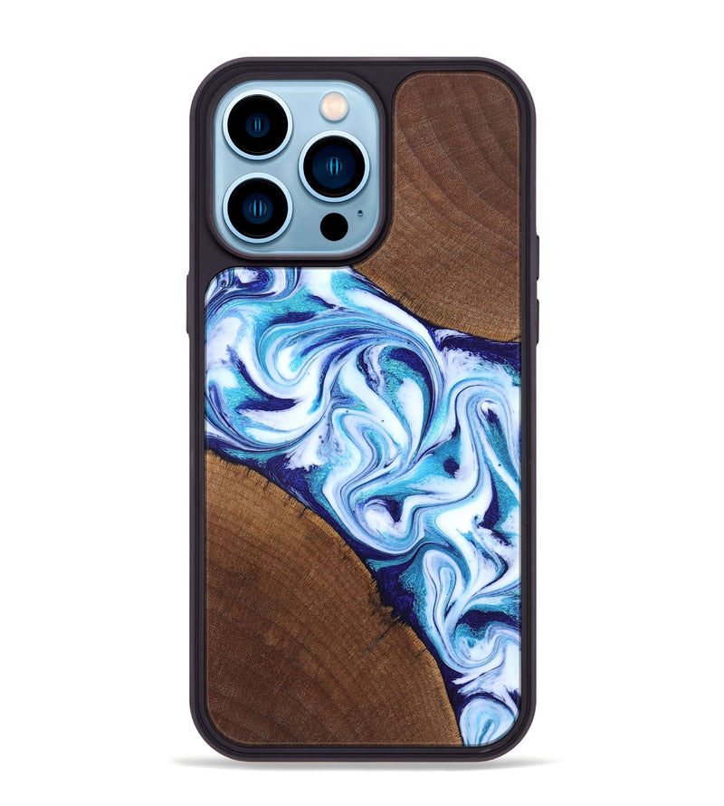 iPhone 14 Pro Max Wood Phone Case - Lyda (Blue, 831916)