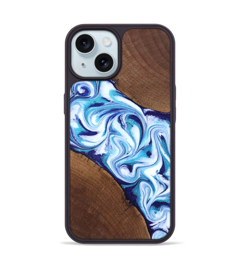 iPhone 15 Wood Phone Case - Lyda (Blue, 831916)