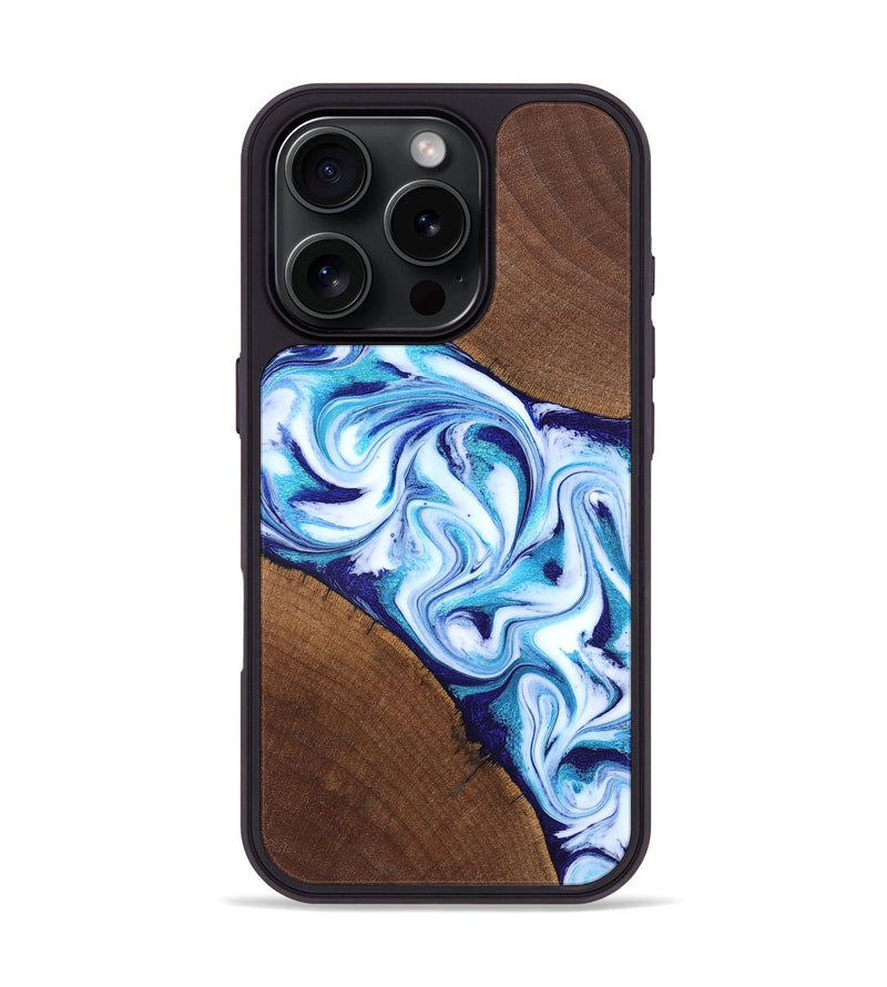 iPhone 16 Pro Wood Phone Case - Lyda (Blue, 831916)