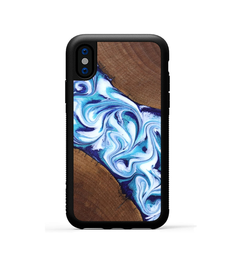 iPhone Xs Wood Phone Case - Lyda (Blue, 831916)