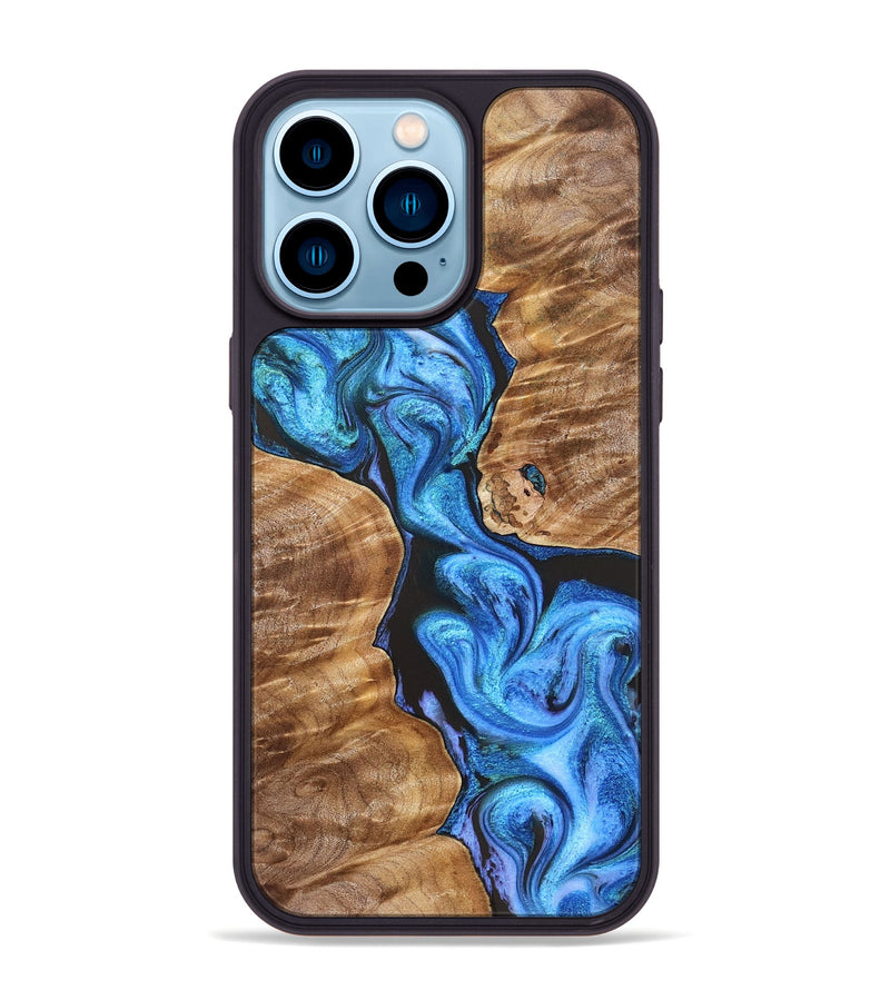iPhone 14 Pro Max Wood Phone Case - Blanch (Blue, 831918)