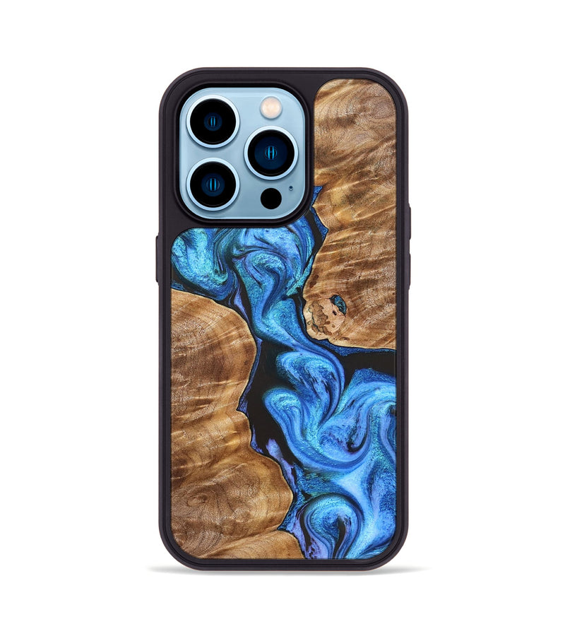 iPhone 14 Pro Wood Phone Case - Blanch (Blue, 831918)