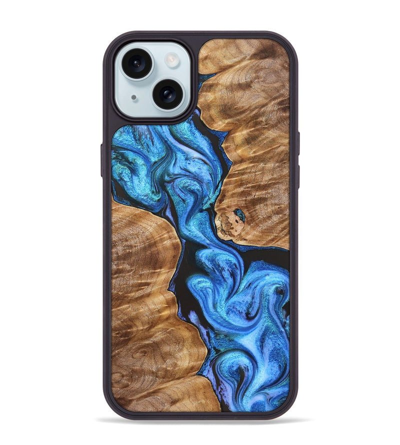 iPhone 15 Plus Wood Phone Case - Blanch (Blue, 831918)