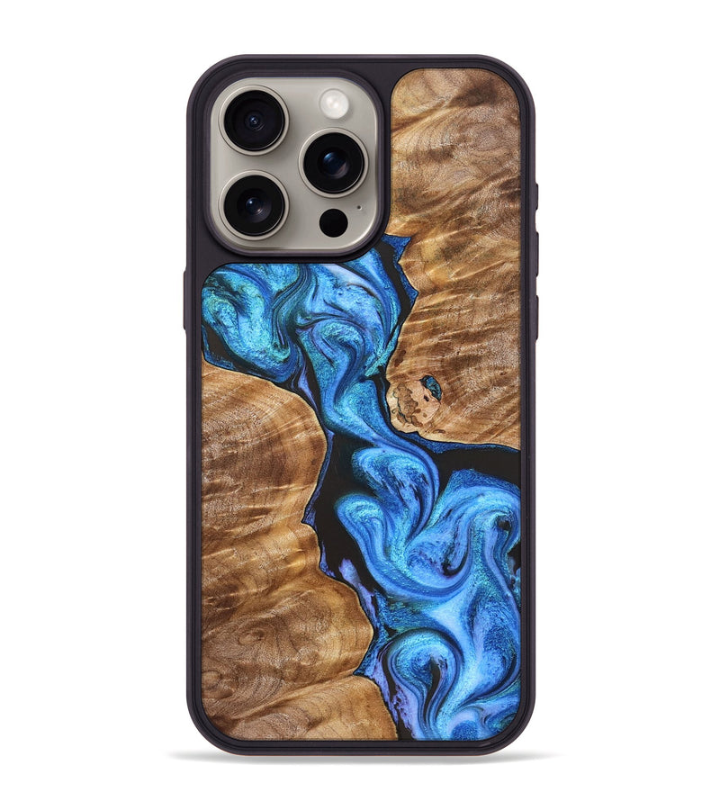 iPhone 15 Pro Max Wood Phone Case - Blanch (Blue, 831918)