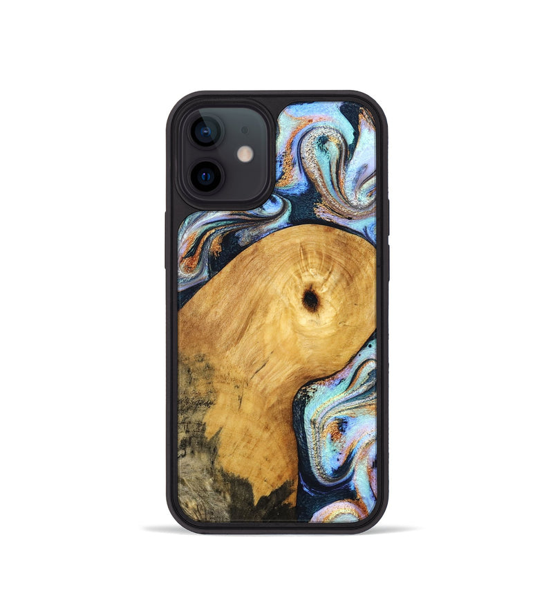 iPhone 12 mini Wood Phone Case - Henley (Teal & Gold, 831938)