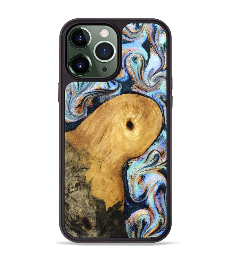 iPhone 13 Pro Max Wood Phone Case - Henley (Teal & Gold, 831938)