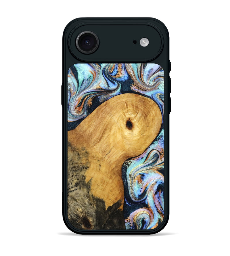 iPhone 17 Air Wood Phone Case - Henley (Teal & Gold, 831938)