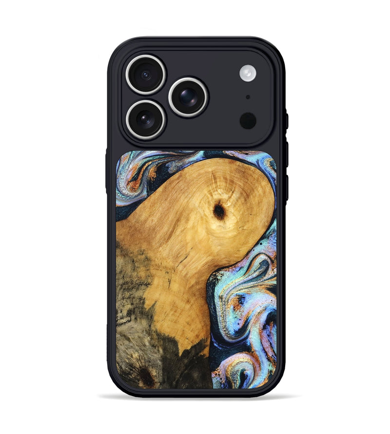 iPhone 17 Pro Wood Phone Case - Henley (Teal & Gold, 831938)