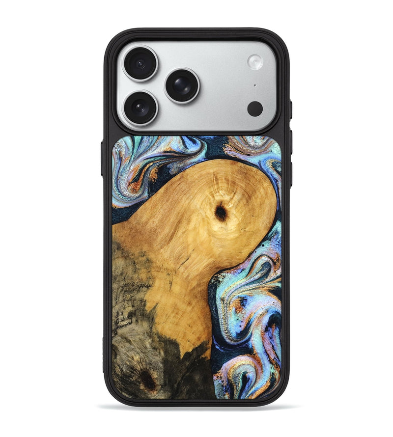 iPhone 18 Pro Max Wood Phone Case - Henley (Teal & Gold, 831938)