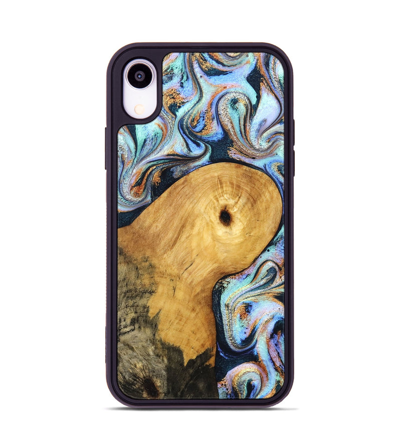 iPhone Xr Wood Phone Case - Henley (Teal & Gold, 831938)