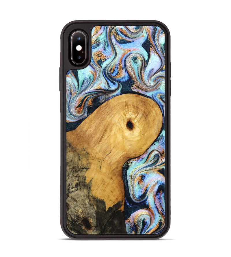 iPhone Xs Max Wood Phone Case - Henley (Teal & Gold, 831938)