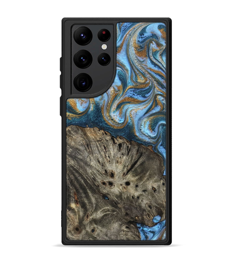 Galaxy S22 Ultra Wood Phone Case - Camron (Teal & Gold, 831939)