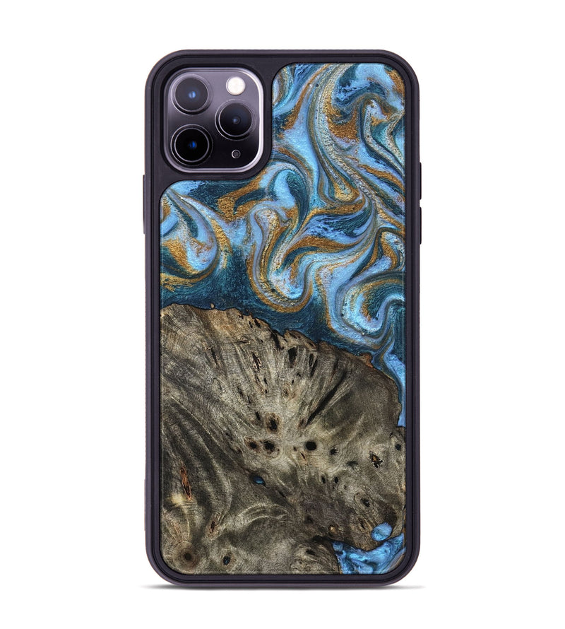 iPhone 11 Pro Max Wood Phone Case - Camron (Teal & Gold, 831939)
