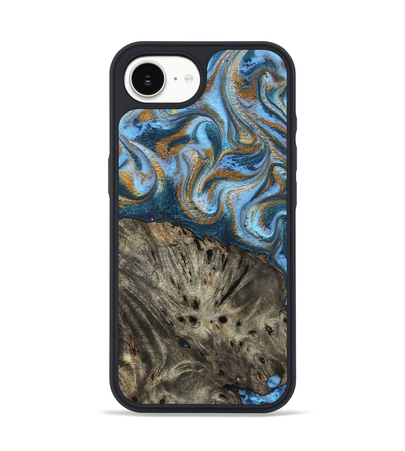 iPhone 17e Wood Phone Case - Camron (Teal & Gold, 831939)