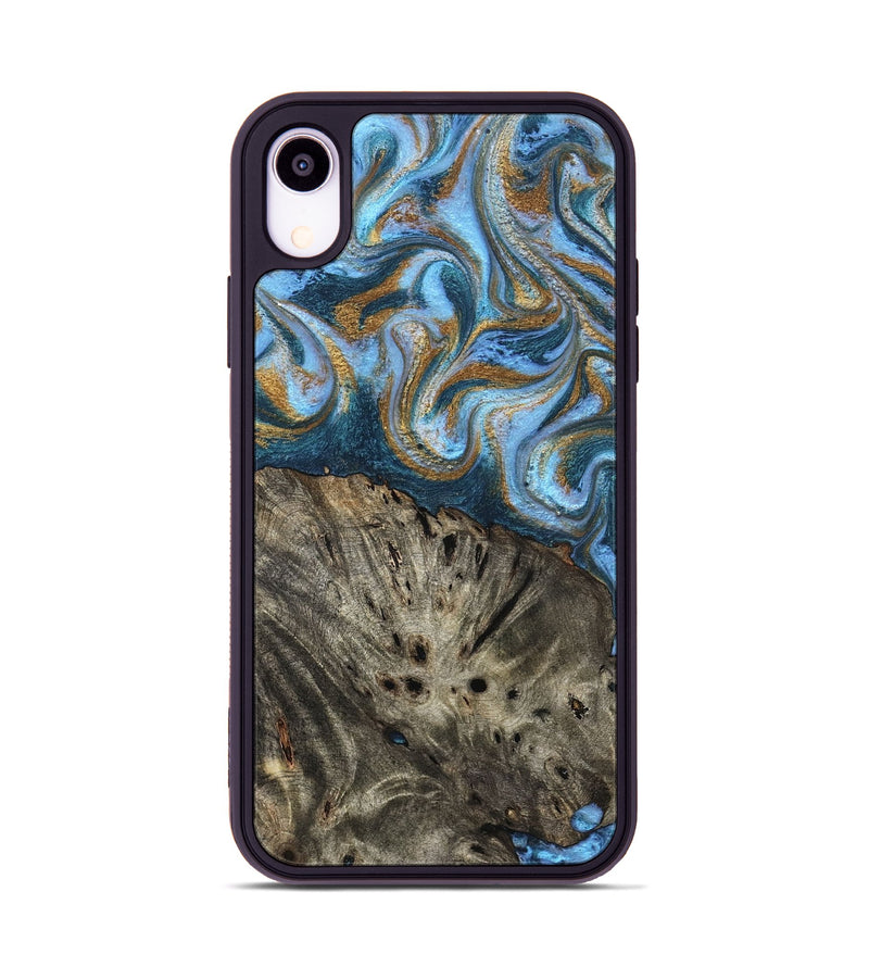 iPhone Xr Wood Phone Case - Camron (Teal & Gold, 831939)