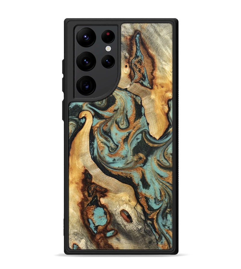 Galaxy S22 Ultra Wood Phone Case - Marylyn (Teal & Gold, 831942)