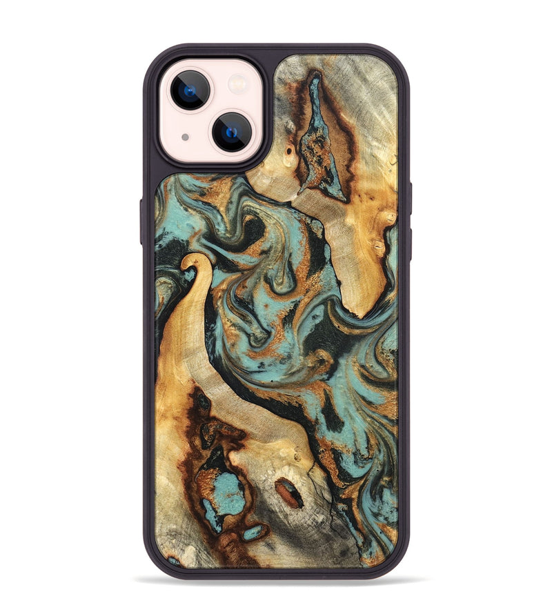 iPhone 14 Plus Wood Phone Case - Marylyn (Teal & Gold, 831942)