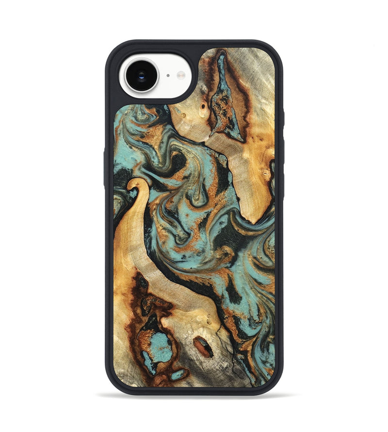 iPhone 16e Wood Phone Case - Marylyn (Teal & Gold, 831942)