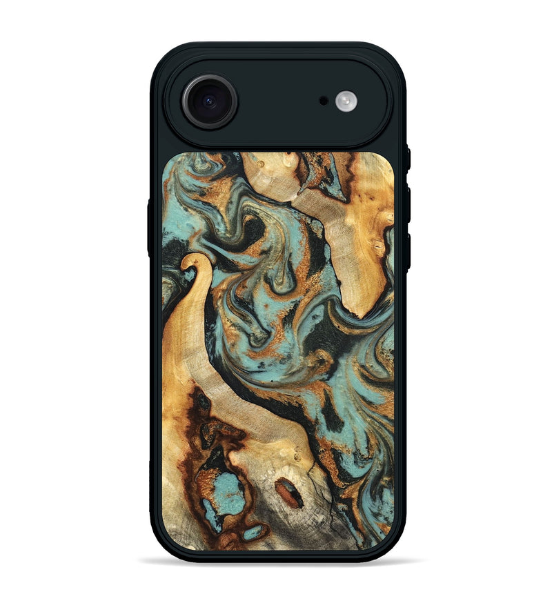 iPhone 17 Air Wood Phone Case - Marylyn (Teal & Gold, 831942)