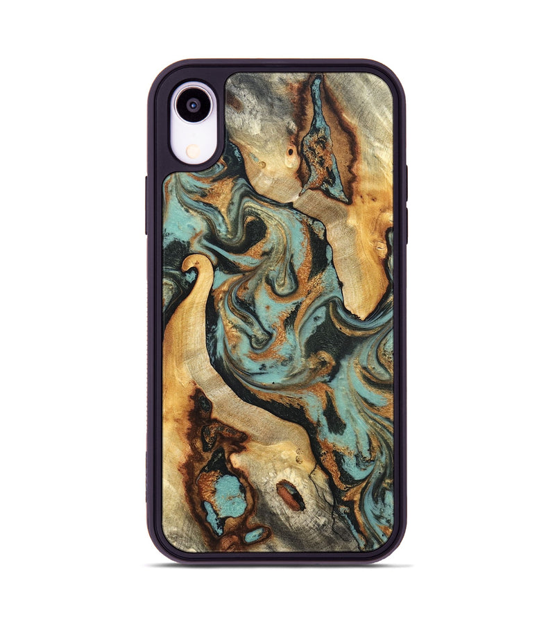iPhone Xr Wood Phone Case - Marylyn (Teal & Gold, 831942)