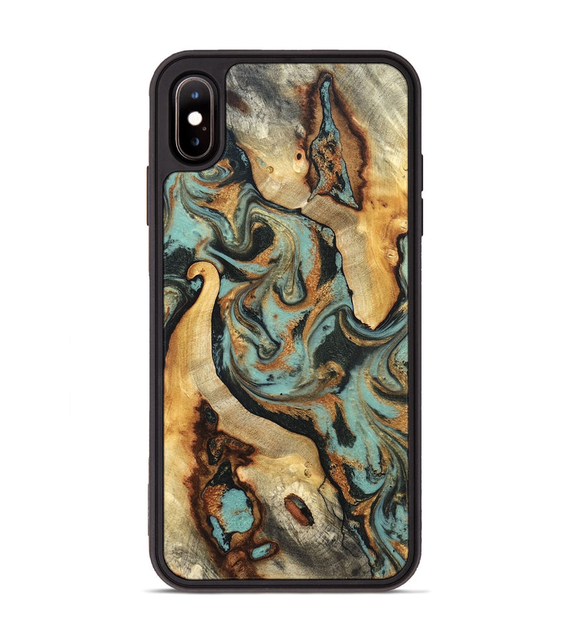 iPhone Xs Max Wood Phone Case - Marylyn (Teal & Gold, 831942)