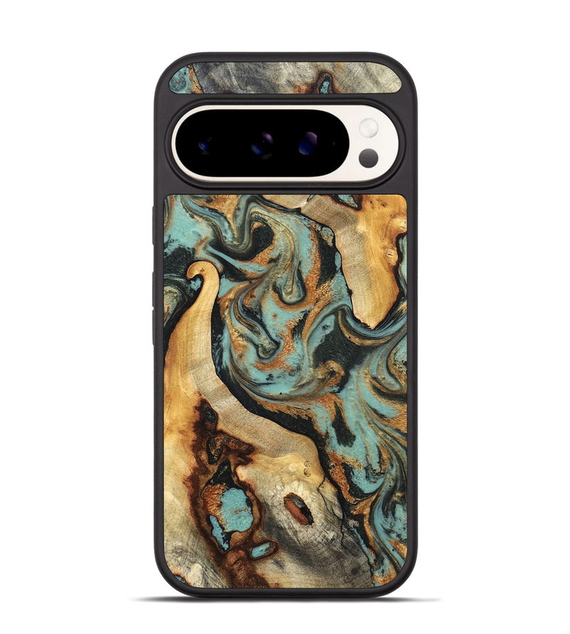Pixel 9 Wood Phone Case - Marylyn (Teal & Gold, 831942)