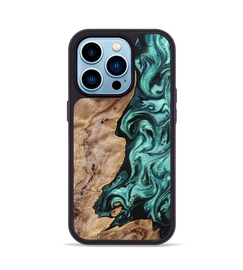 iPhone 14 Pro Wood Phone Case - Kameron (Green, 831943)
