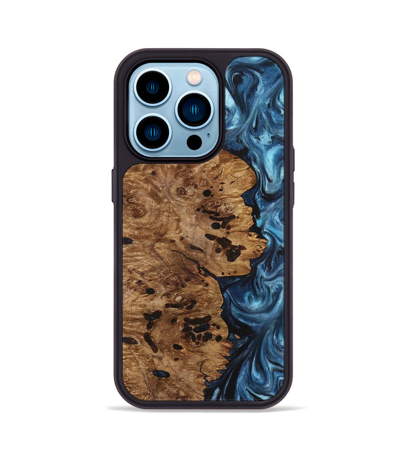 iPhone 14 Pro Wood Phone Case - Ace (Blue, 831953)