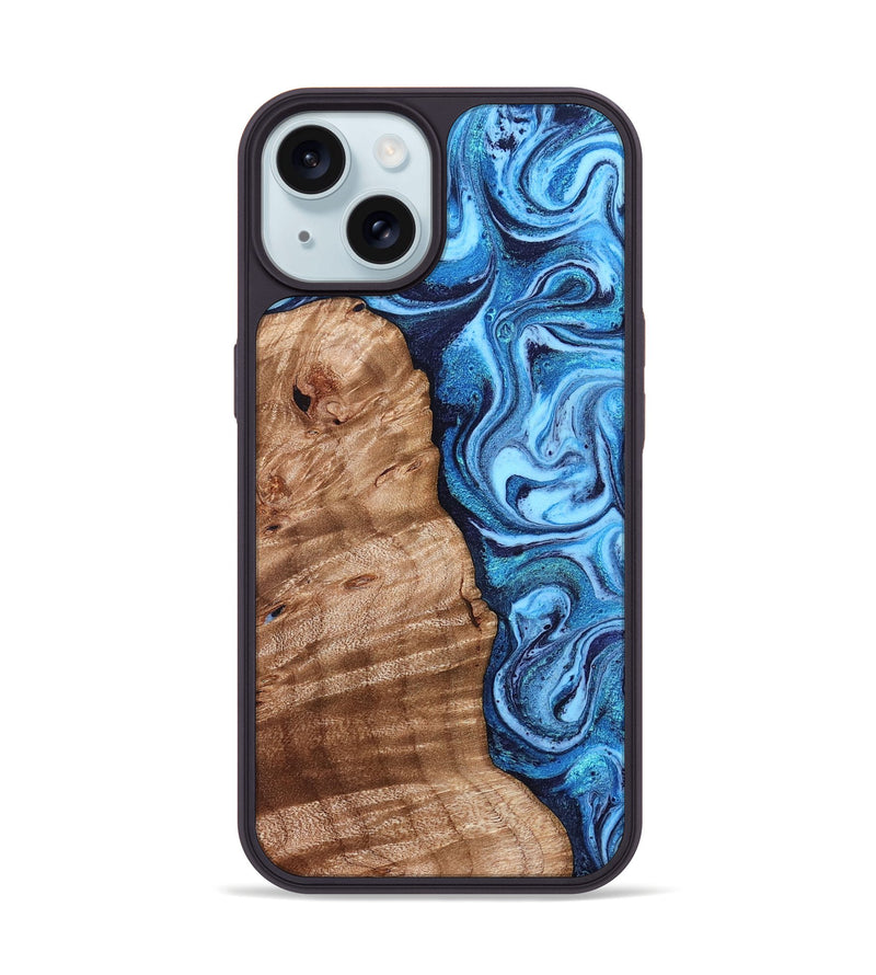 iPhone 15 Wood Phone Case - Vivian (Blue, 831954)