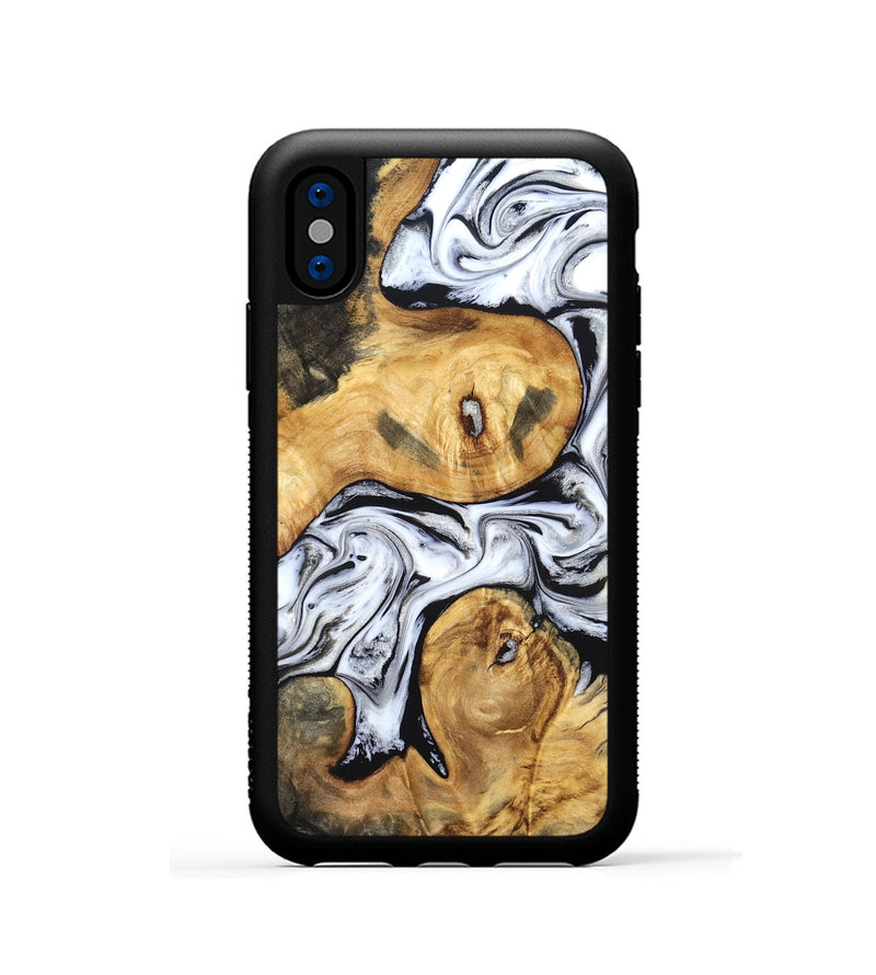 iPhone Xs Wood Phone Case - Gianni (Black & White, 831968)