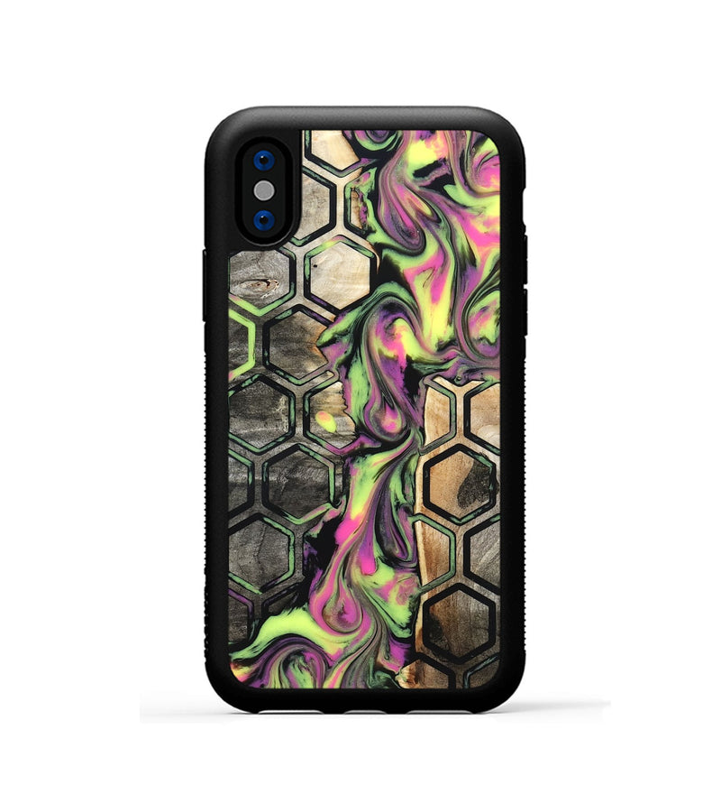 iPhone Xs Wood Phone Case - Carmine (Neon, 831978)