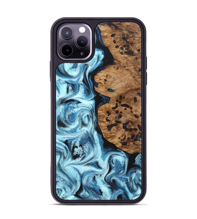 iPhone 11 Pro Max Wood Phone Case - Mark (Blue, 831980)