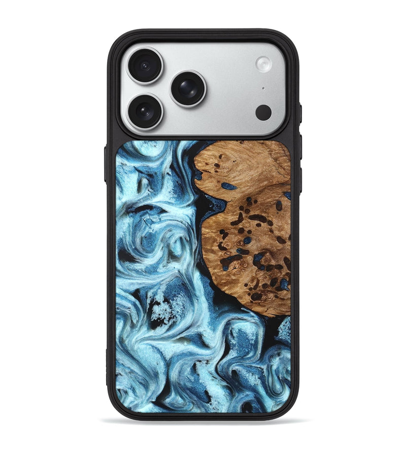 iPhone 18 Pro Max Wood Phone Case - Mark (Blue, 831980)