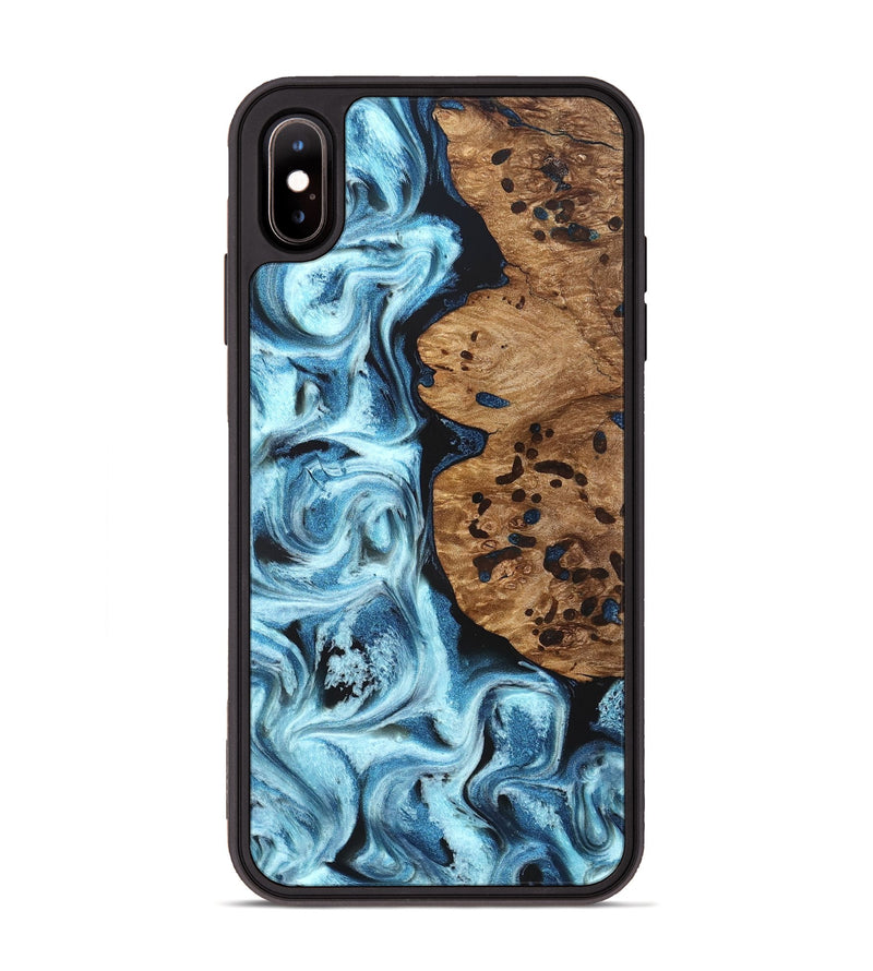 iPhone Xs Max Wood Phone Case - Mark (Blue, 831980)