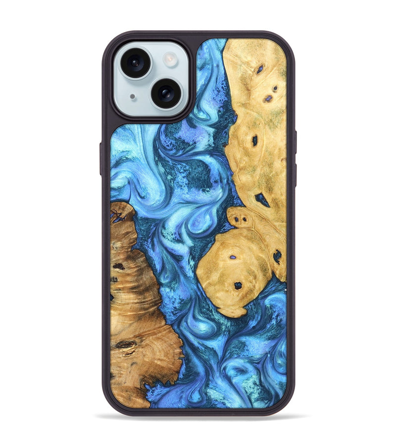 iPhone 15 Plus Wood Phone Case - Desirae (Blue, 831981)