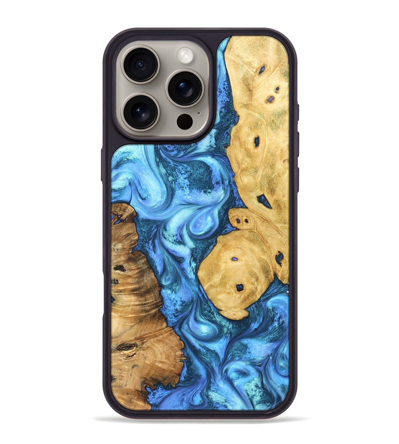 iPhone 16 Pro Max Wood Phone Case - Desirae (Blue, 831981)
