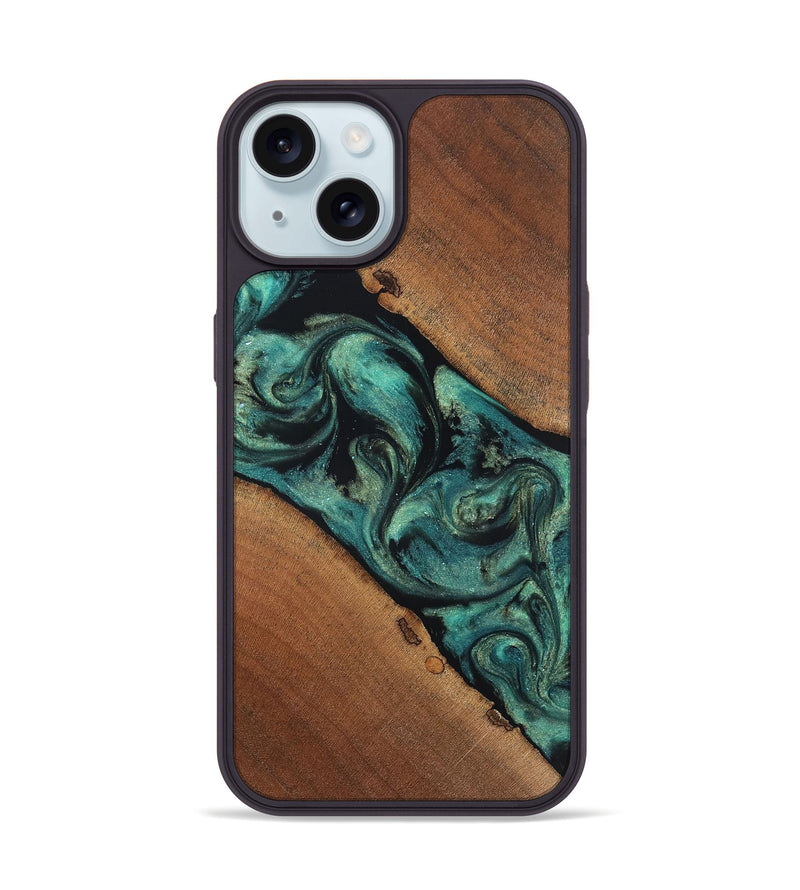 iPhone 15 Wood Phone Case - Avah (Green, 831983)