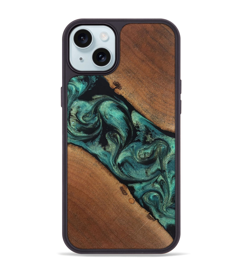 iPhone 15 Plus Wood Phone Case - Avah (Green, 831983)