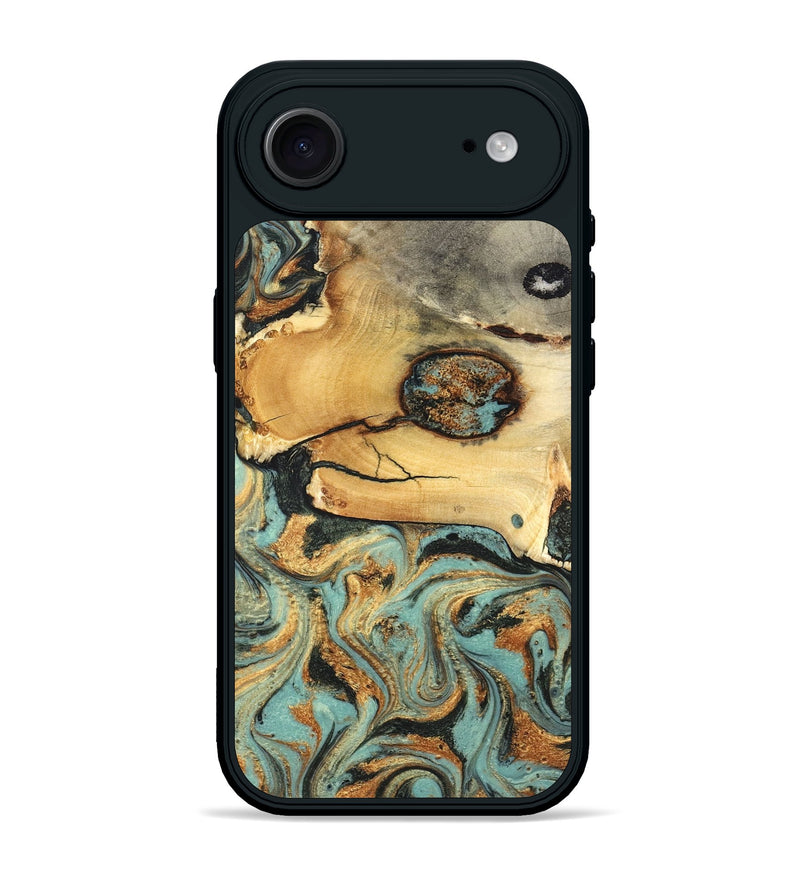 iPhone 17 Air Wood Phone Case - Thurman (Teal & Gold, 831985)