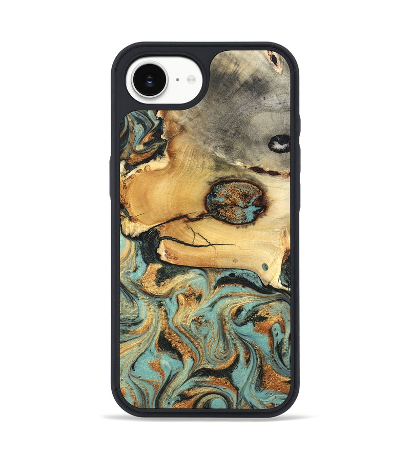 iPhone 17e Wood Phone Case - Thurman (Teal & Gold, 831985)