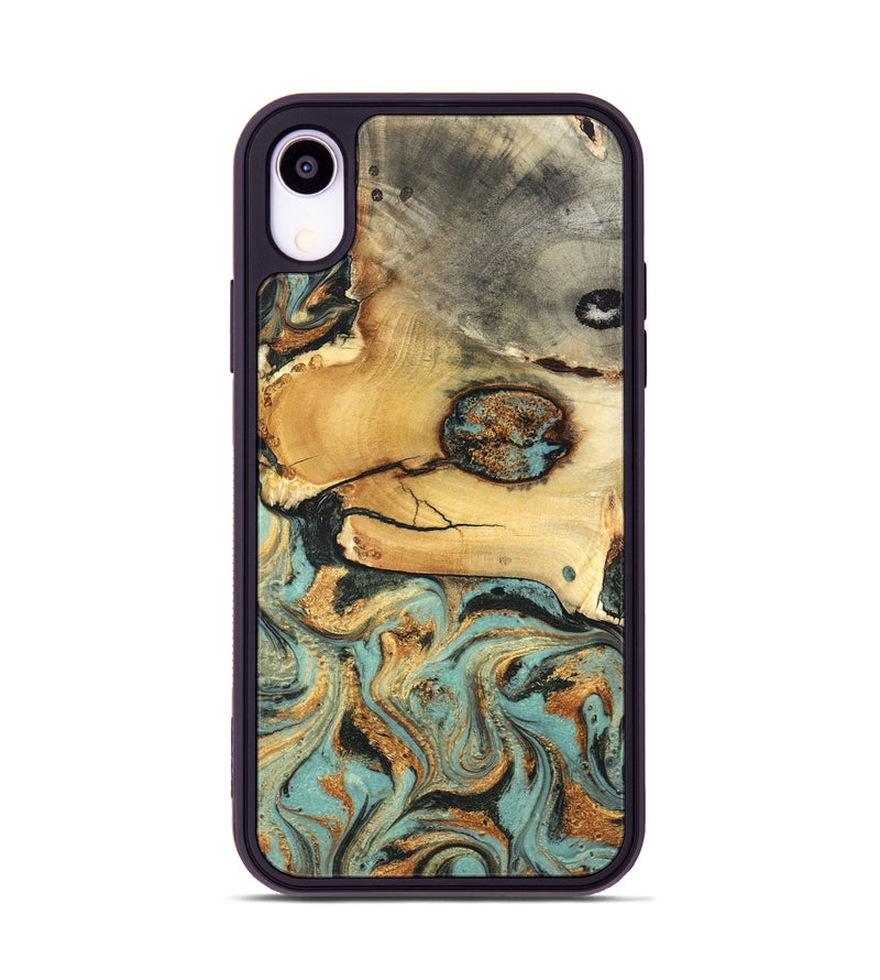 iPhone Xr Wood Phone Case - Thurman (Teal & Gold, 831985)