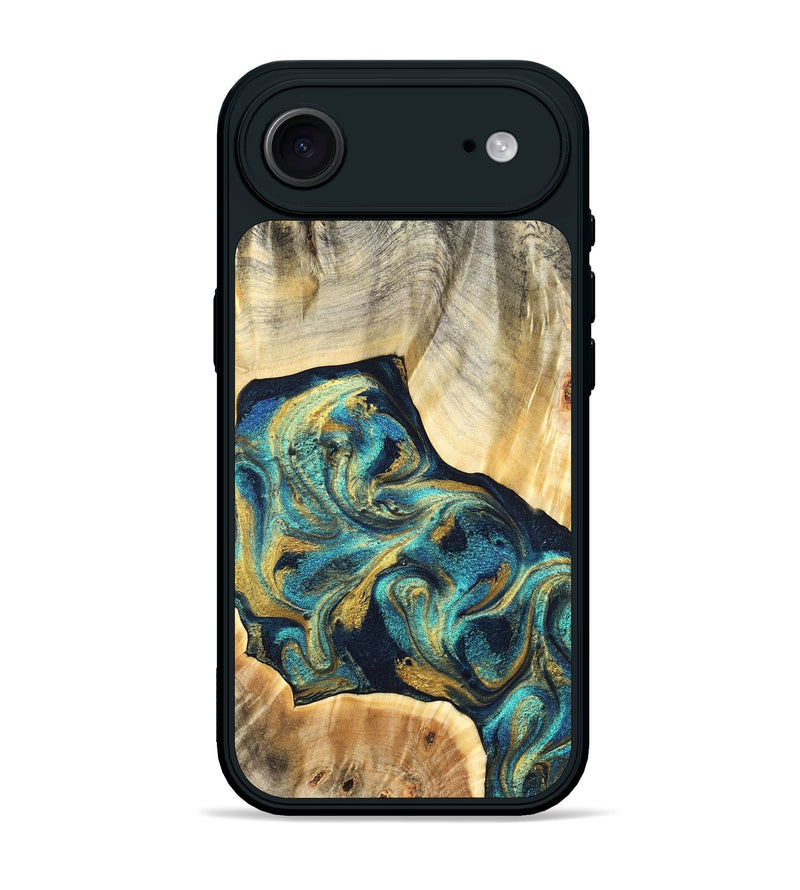 iPhone 17 Air Wood Phone Case - Marlowe (Teal & Gold, 831987)
