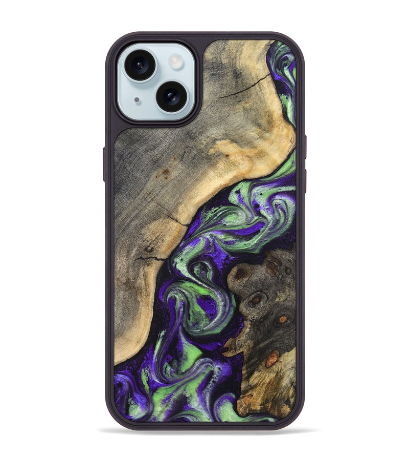 iPhone 15 Plus Wood Phone Case - Cecily (Purple, 831988)